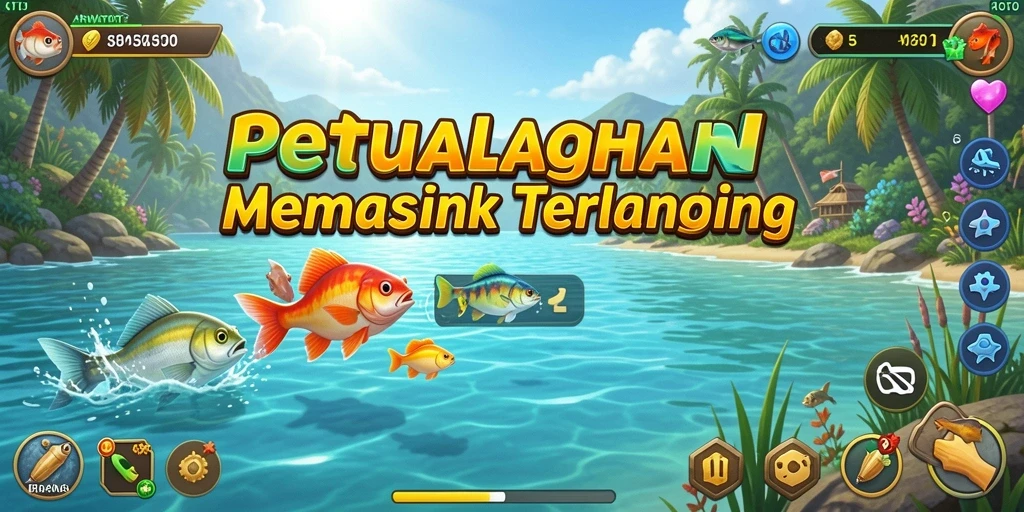 Tampilan gameplay <strong>ARWANATOTO</strong> yang menunjukkan aktivitas memancing seru.