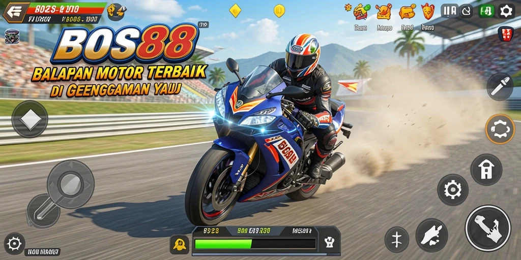 Tampilkan gameplay mendebarkan balapan motor di BOS88.