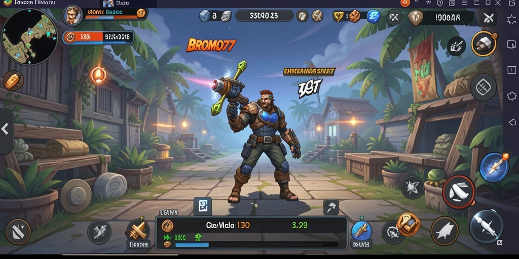 Screenshot gameplay BROMO77 dengan karakter yang sedang bekerja.