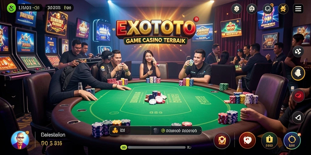 Screenshot gameplay EXOTOTO yang menampilkan dealer langsung dan permainan seru.