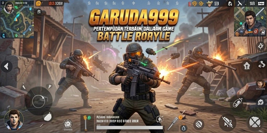 Screenshot GARUDA999 menampilkan aksi intens dalam pertempuran Battle Royale.