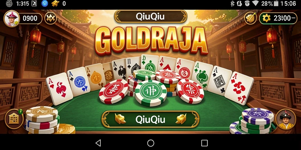 Tampilan permainan QiuQiu yang seru dan menarik di GOLDRAJA.