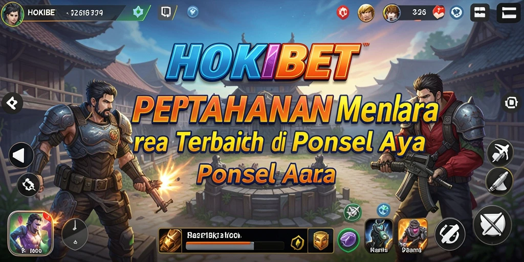 Tangkapan layar gameplay HOKIBET yang menunjukkan menara bertahan melawan gelombang musuh.