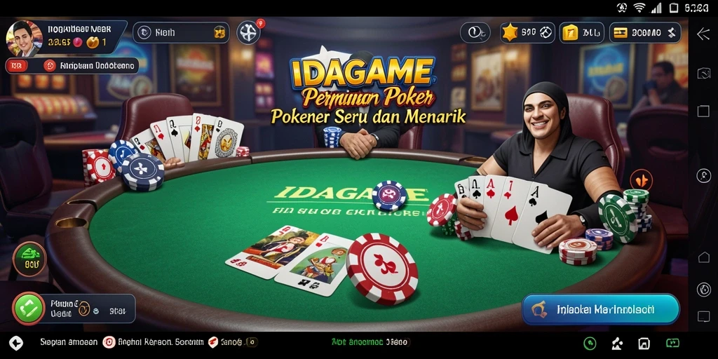 Tampilan gameplay IDAGAME yang mendebarkan saat bermain poker.