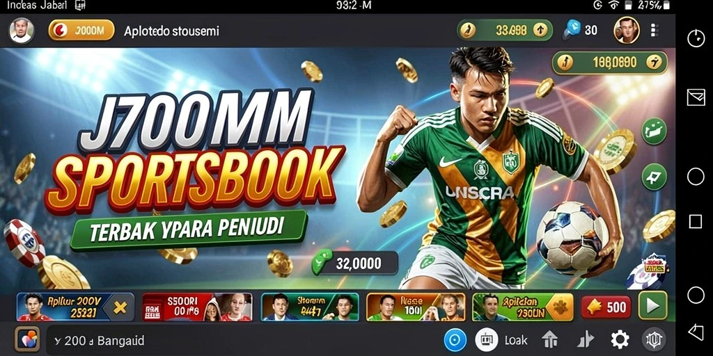 Screenshot J200M menampilkan tampilan menarik dari pengalaman sportsbook.