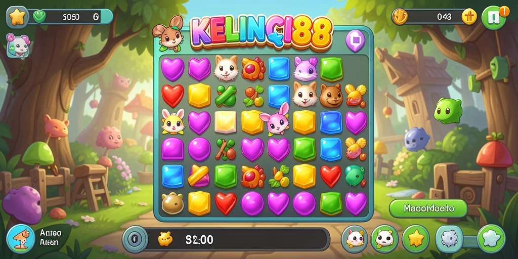 Tangkap layar KELINCI88 memperlihatkan gameplay Match-3 yang seru dan menantang.