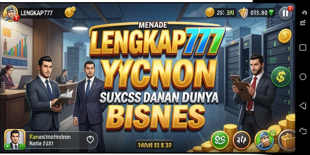 Screenshot gameplay LENGKAP777 yang menunjukkan manajemen bisnis yang seru.