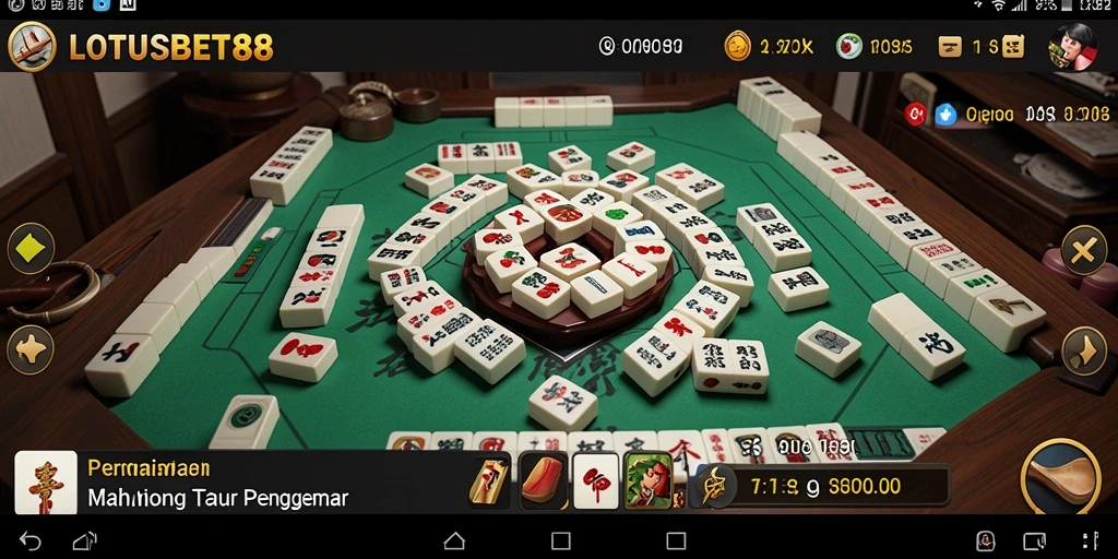 Screenshot LOTUSBET88 menampilkan gameplay Mahjong yang menarik dan interaktif.