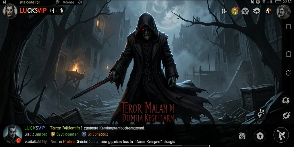 Gameplay menakutkan dalam LUCKSVIP dengan suasana gelap dan mencekam.