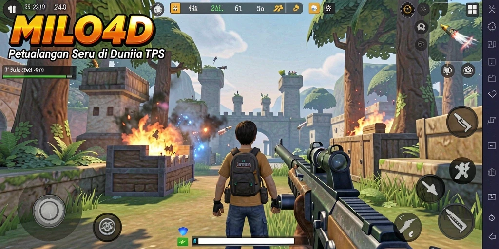 Screenshot menampilkan aksi intens dalam gameplay TPS MILO4D.