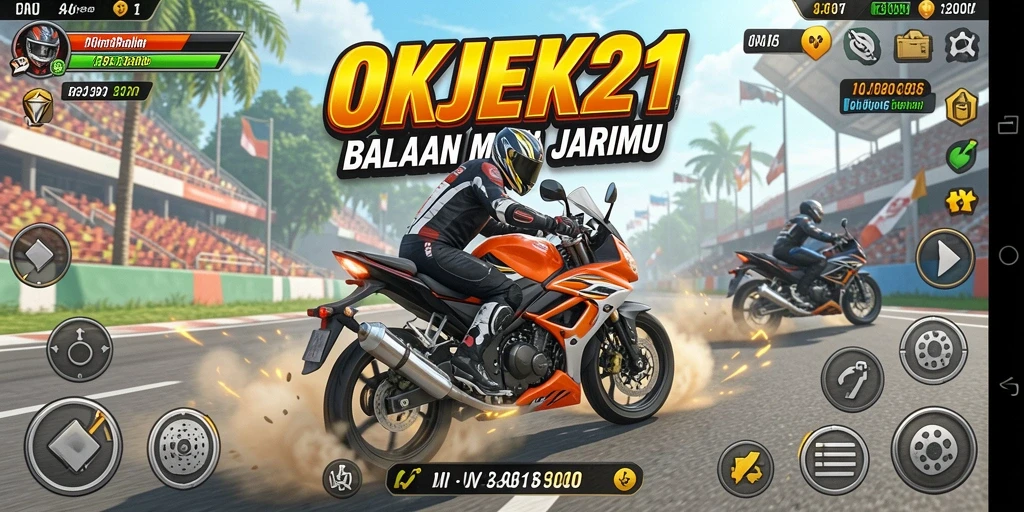 Screenshot menunjukkan aksi balapan motor yang mendebarkan di jalan.