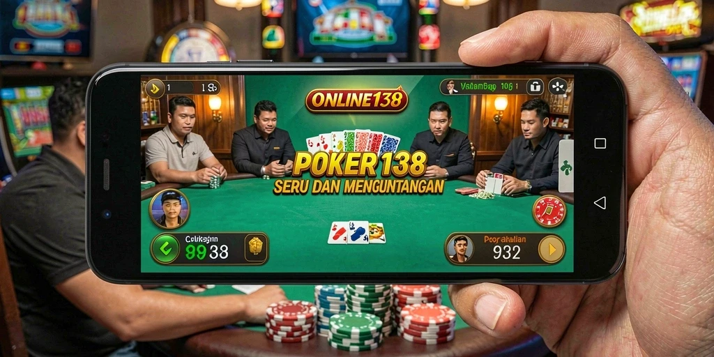 Screenshot dari gameplay poker yang menegangkan di ONLINE138.
