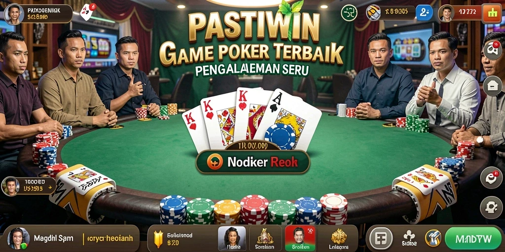 Tangkapan layar utama PASTIWIN menampilkan aksi seru dalam permainan Poker.