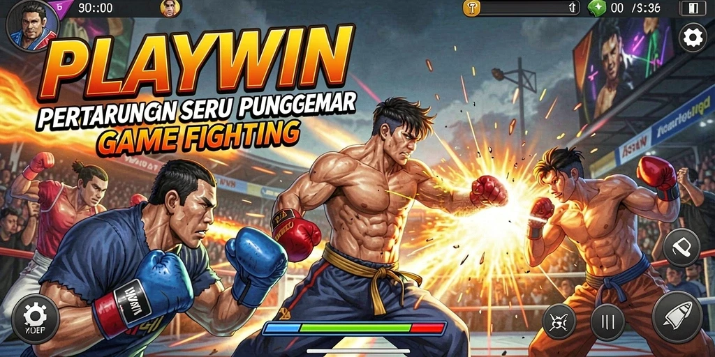 Tangkapan layar utama <strong>PLAYWIN</strong> menampilkan aksi pertarungan mendebarkan.