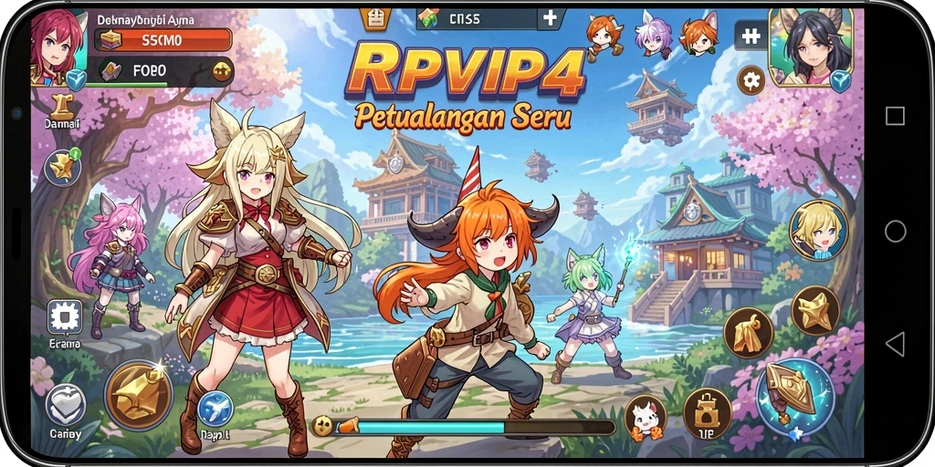 Tampilan menarik dari gameplay seru RPVIP4 dalam dunia Anime.