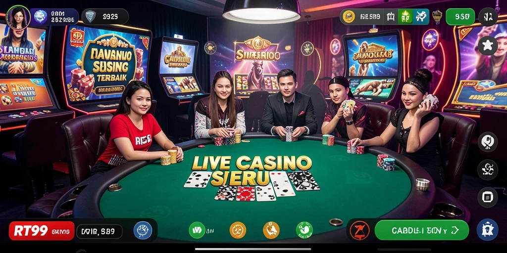 Tampilan utama RT99 menampilkan dealer profesional dan permainan live yang mendebarkan.