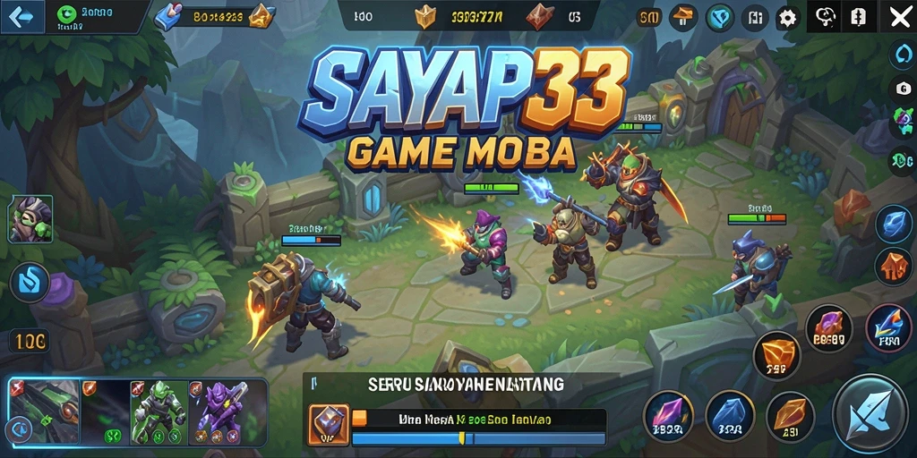 Screenshot SAYAP33 menampilkan pertempuran seru di arena MOBA.