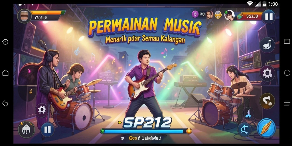 Screenshot gameplay SP212 menampilkan pemain menikmati musik dengan antusias.