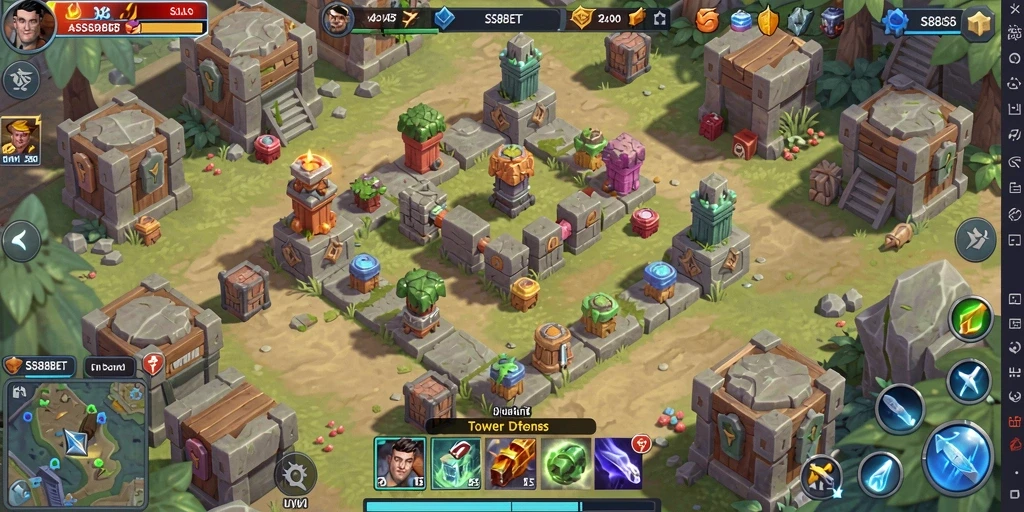Tampilan gameplay seru di SS88BET dengan strategi Tower Defense.