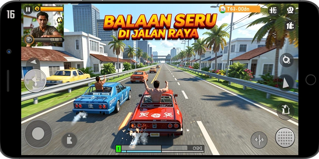Tampilan mendebarkan dari gameplay T6 dalam balapan.