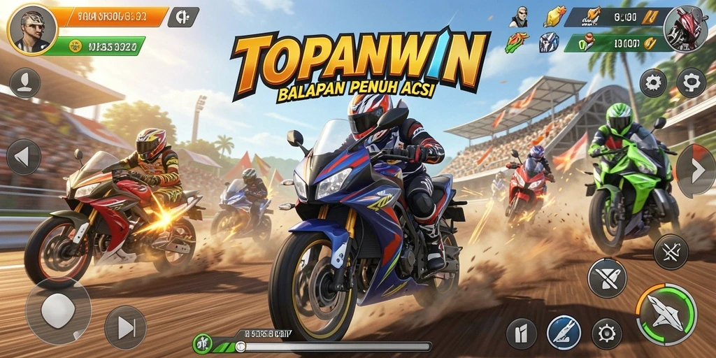 Gameplay seru dalam balapan motor yang mendebarkan.