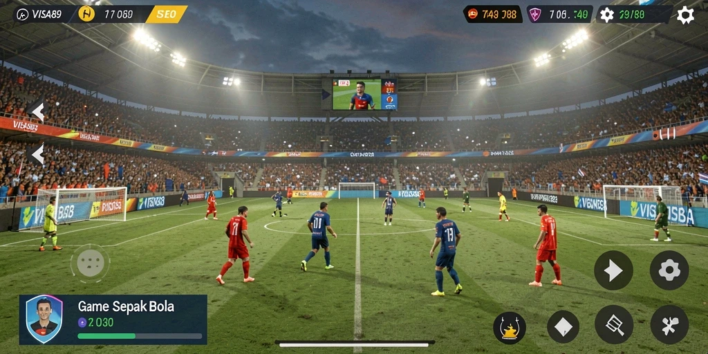 Tampilan gameplay menarik dalam permainan sepak bola VISA89.