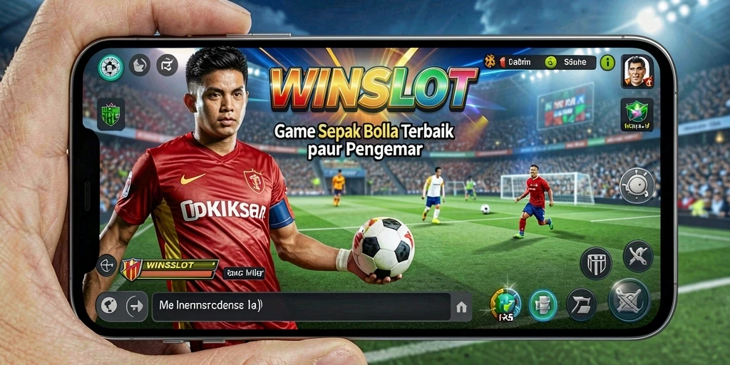 Screenshot utama WINSLOT menampilkan aksi pertandingan sepak bola yang mendebarkan.