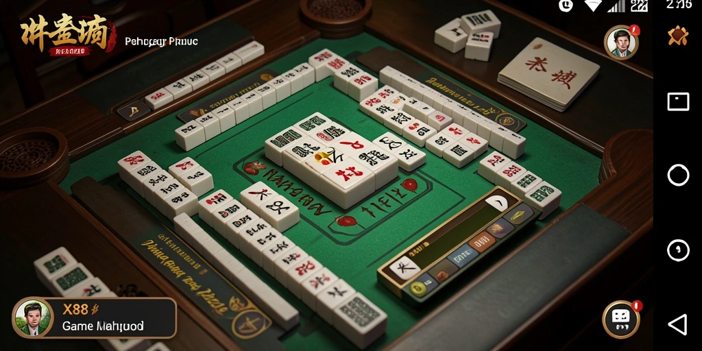 Tampilan gameplay menyenangkan dari X88 dengan ubin Mahjong yang berwarna-warni.